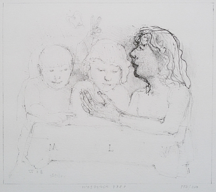 Co Westerik - Familie, litho (mooi ingelijst) verkocht voor € 150!