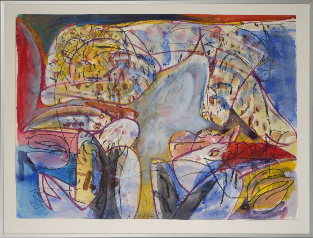 Anton Vrede: Aquarel en krijt, Zonder titel - Ingelijst verkocht voor € 75!