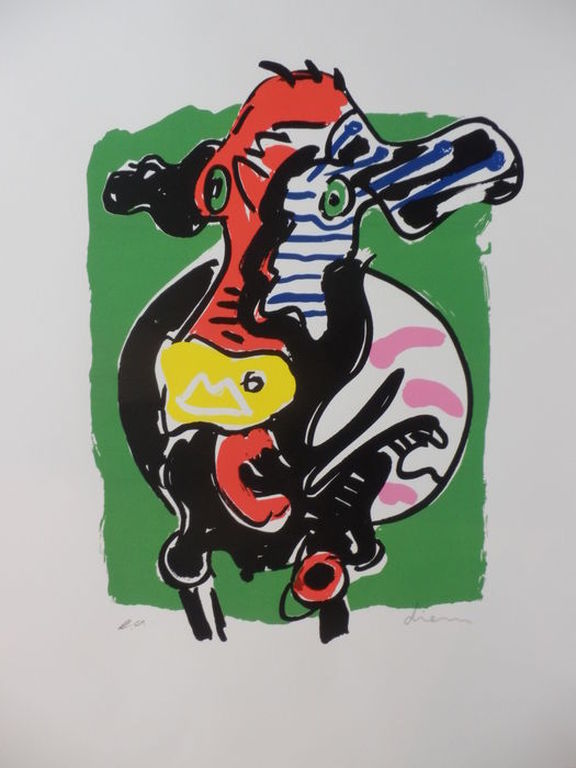 Peter DIEM Gr Zeefdruk 40x48 cm  COW GREEN Handgesigneerd kopen? Bied vanaf 1!