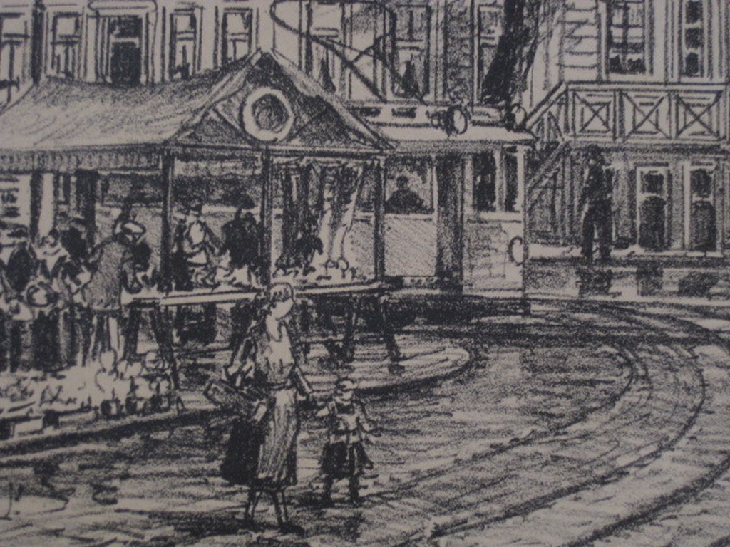 Bijzondere 1932 "handlitho" Eugene Rensburg 1872-1956 "Markt Den Haag" gesigneer kopen? Bied vanaf 1!