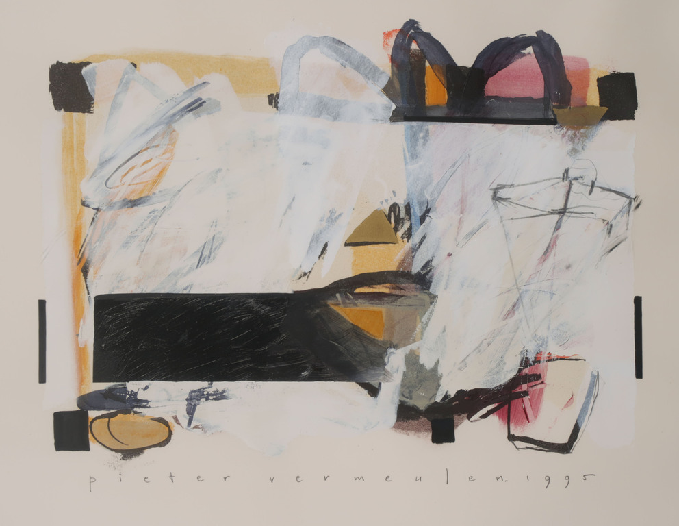 Pieter Vermeulen: Gemengde techniek op papier, Z.T. - Ingelijst verkocht voor € 35!