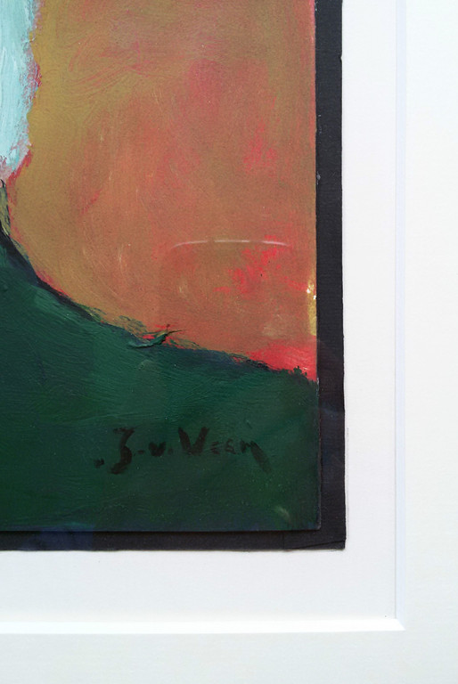 Jaap van Veen - Abstracte compositie, verf op karton (prachtig ingelijst) kopen? Bied vanaf 75!
