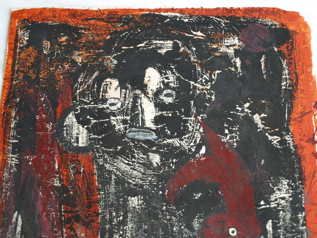 Henny Visch : Acrylverf op papier , De Tovenaar – Gesigneerd – ca 1965  kopen? Bied vanaf 1!