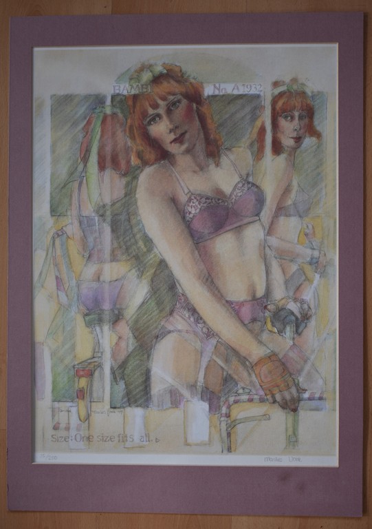 Marlies Vonk ( 1955 ) Litho, dame in nieuw ondergoed kopen? Bied vanaf 1!