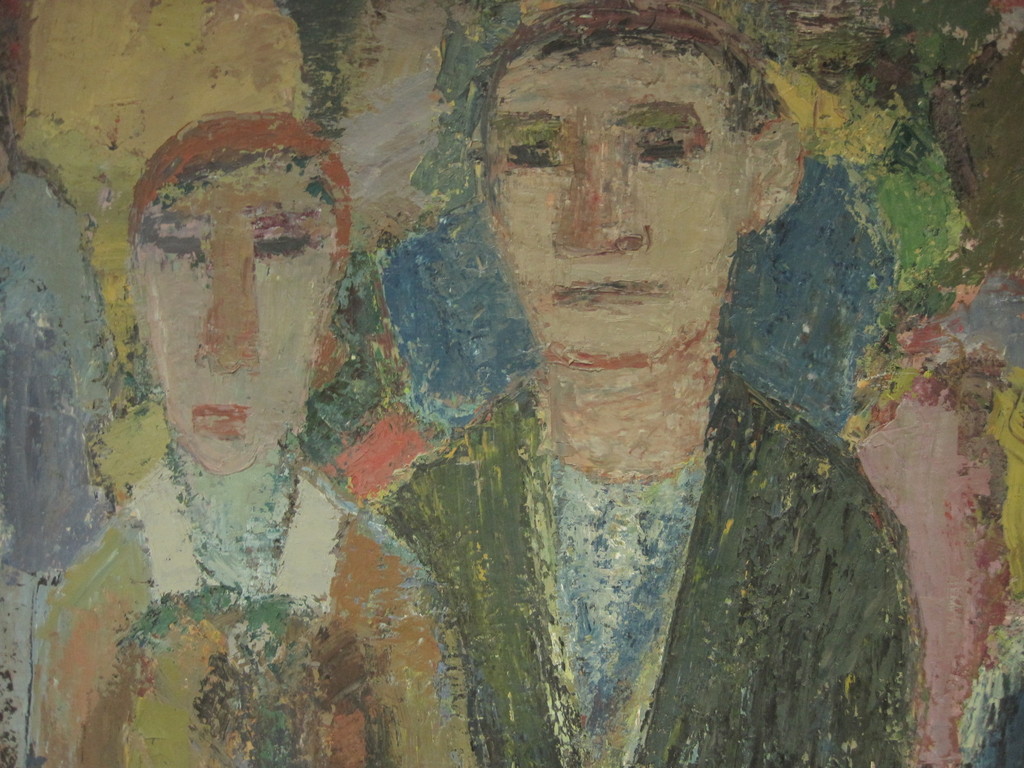 Piet Zwiers 1907-1965 olieverf "Giethoornse man en vrouw" ca. 1950  kopen? Bied vanaf 1!