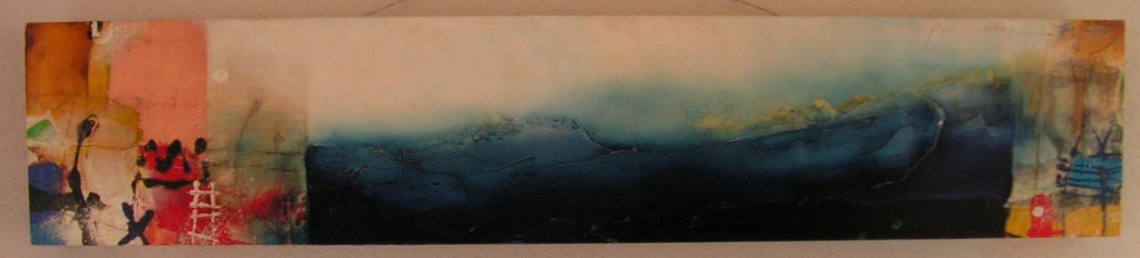 Theo Koster - Gemengde techniek op hout - Blue wave. Zeer groot werk op hout! verkocht voor € 750!