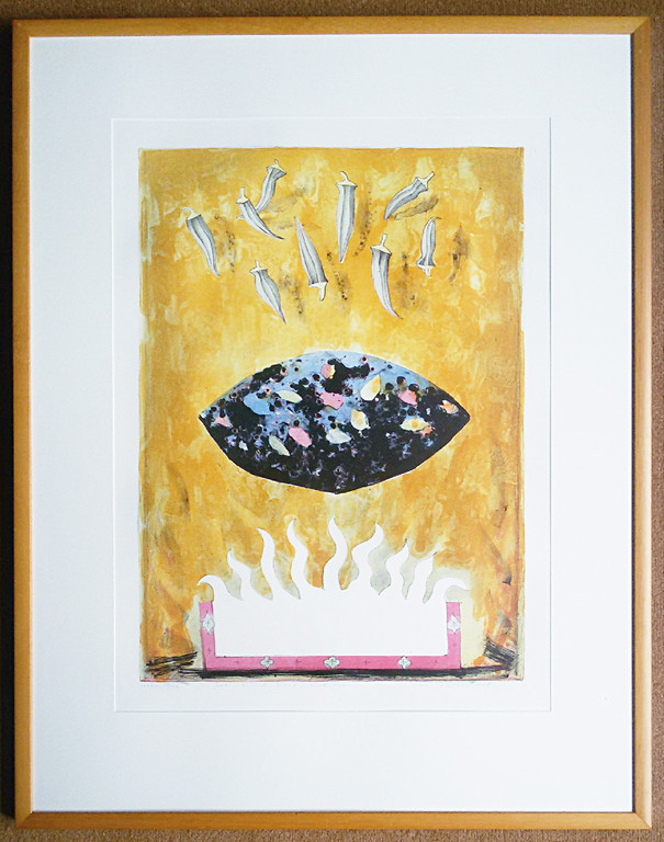 Lon Buttstedt - Fire, sacred stone, nine okra’s, litho (mooi ingelijst, groot) kopen? Bied vanaf 50!