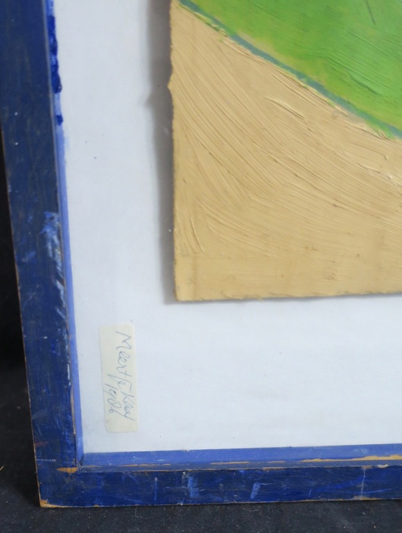 Meertje Kaal: Olieverf en collage op karton, Gezicht - Ingelijst kopen? Bied vanaf 20!