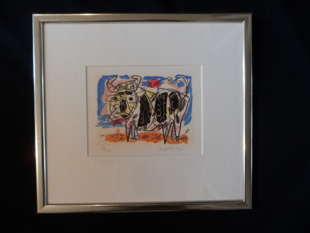 KEES SALENTIJN  Kleurenlitho  STIERTJE  INGELIJST  Handgesigneerd kopen? Bied vanaf 75!