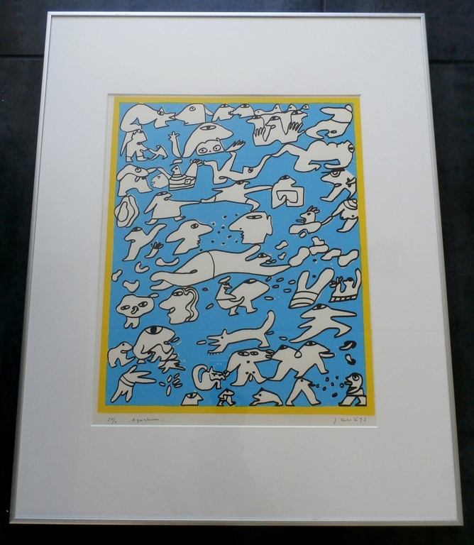 Jan Snoeck - ingelijste zeefdruk: aquarium - 1993 kopen? Bied vanaf 55!