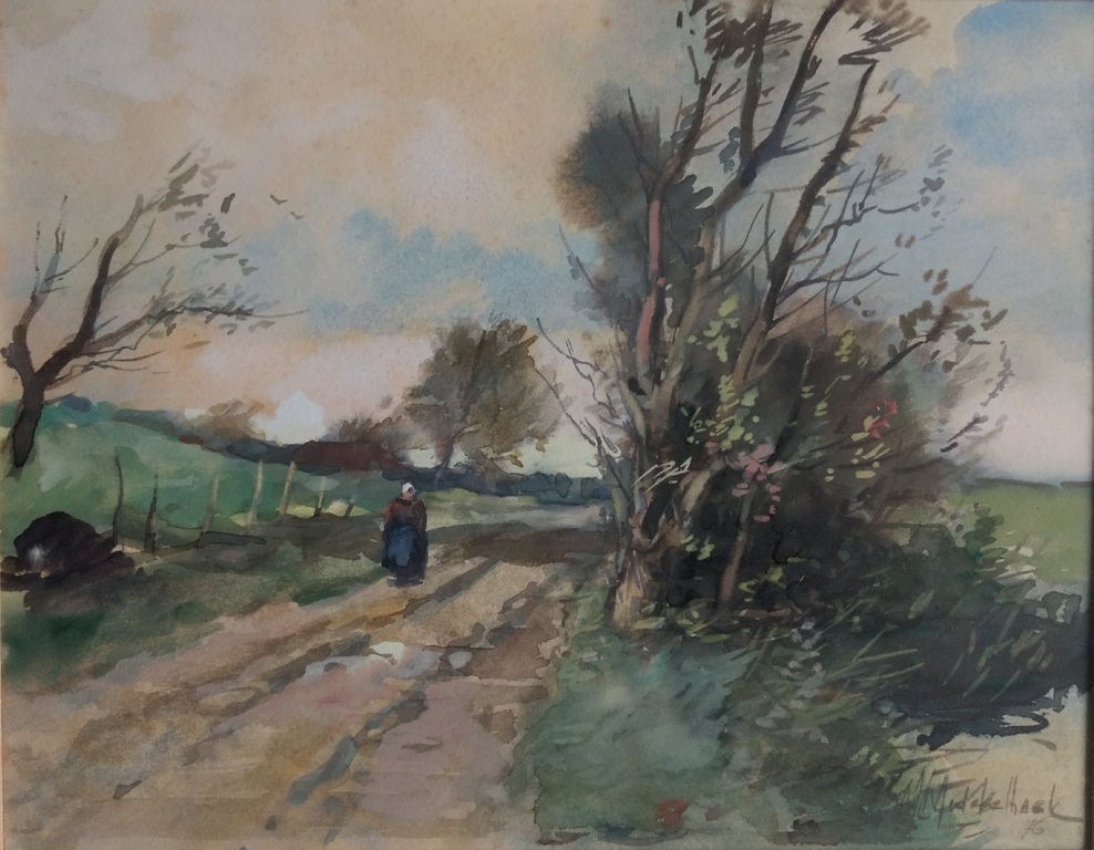 Middelhoek M.L. Aquarel landschap kopen? Bied vanaf 65!
