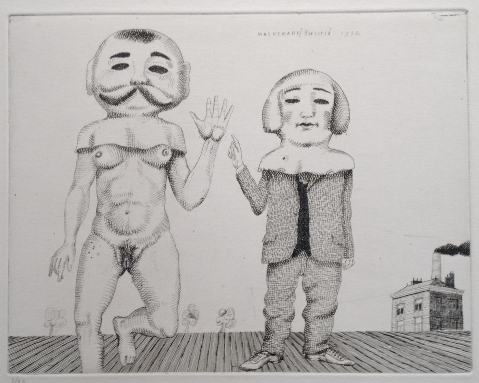 Hermanus Berserik, ets, "Maskerade", 1972 kopen? Bied vanaf 95!
