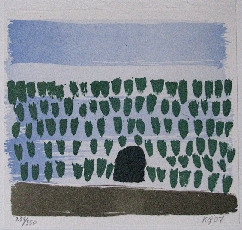 Gubbels,, litho, Gat in de heg verkocht voor € 100!