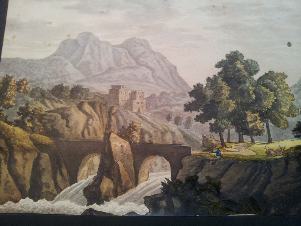 Berg landschap met figuren & vee verkocht voor € 50!