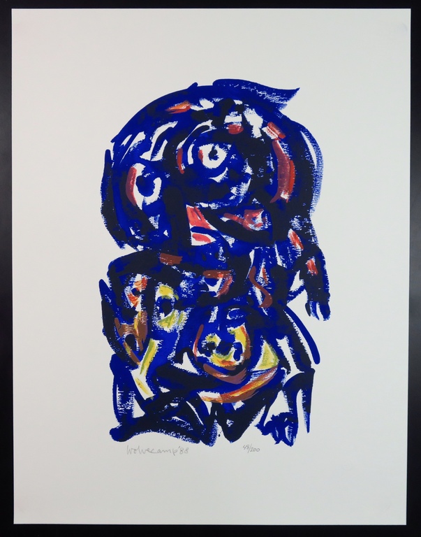 Theo Wolvecamp: Zeefdruk, Blauw figuur kopen? Bied vanaf 120!