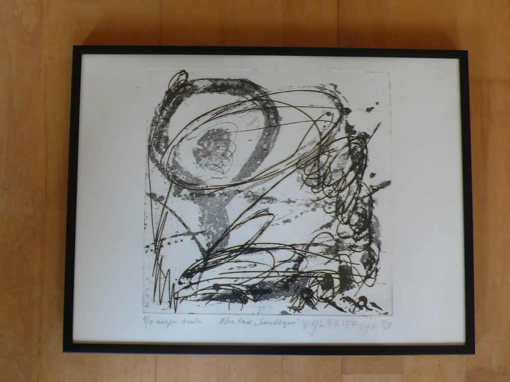 Ernst Vijlbrief ets onder passe-partout in een zwarte lijst verkocht voor € 35!