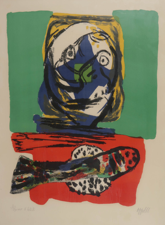 Karel Appel: Zeefdruk, Zonder titel - Ingelijst kopen? Bied vanaf 650!