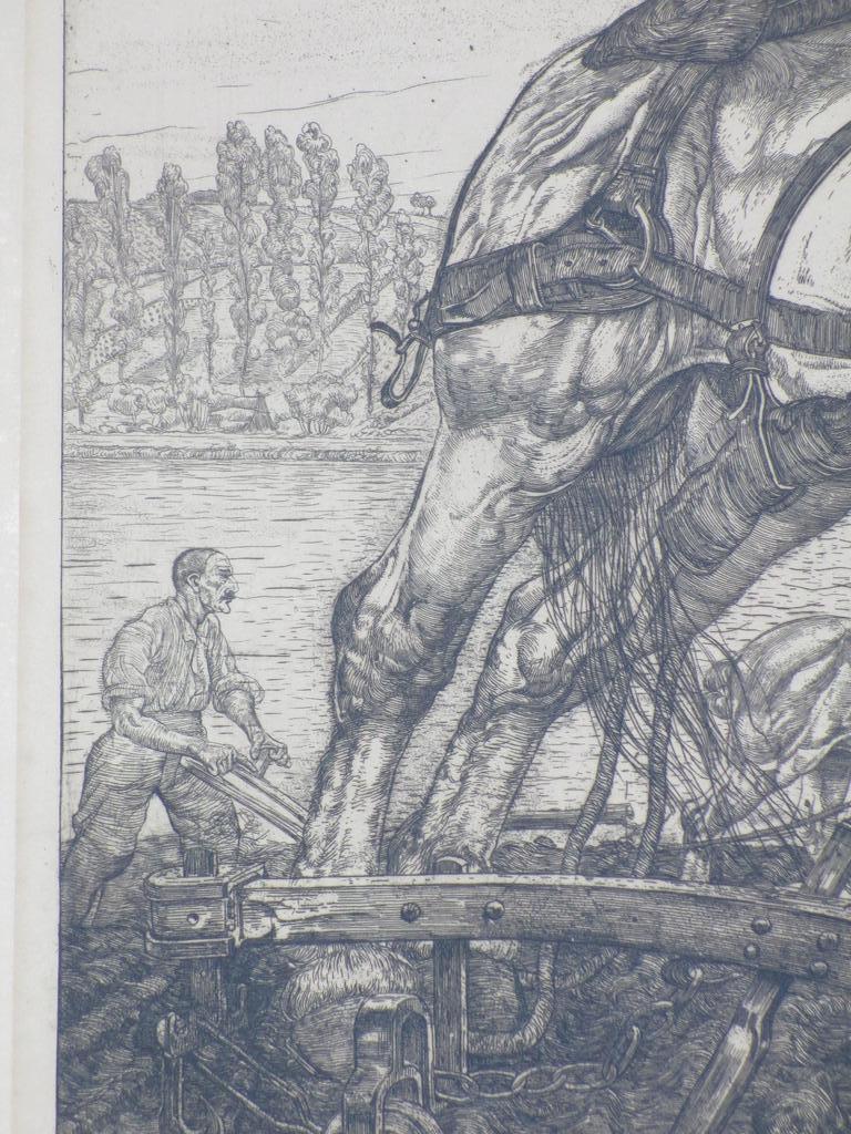 Pieter Dupont, Ploegpaard aan de oevers der Seine, Ets op koper kopen? Bied vanaf 150!