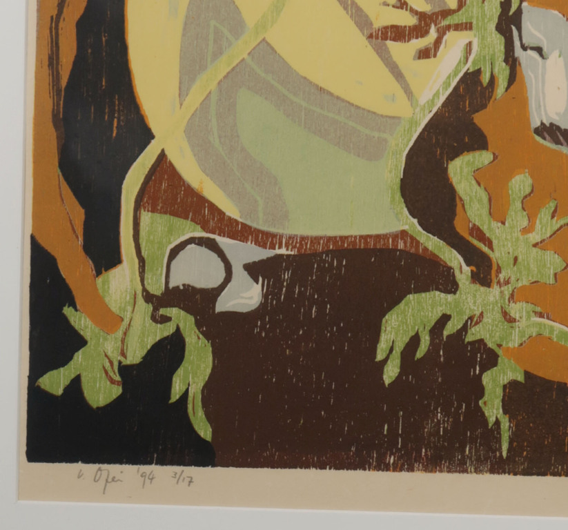 Vincent van Ojen: Houtsnede op Rijstpapier, Anemonen - Ingelijst kopen? Bied vanaf 35!