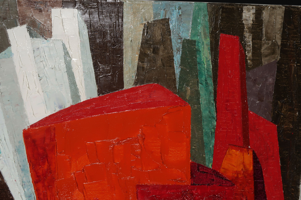 Frits Vogel: Olieverf op doek, Abstracte compositie kopen? Bied vanaf 150!