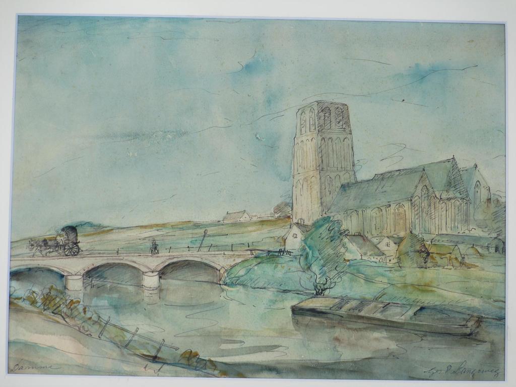 Ger Langeweg, Gezicht op Damme, Gemengde techniek kopen? Bied vanaf 60!