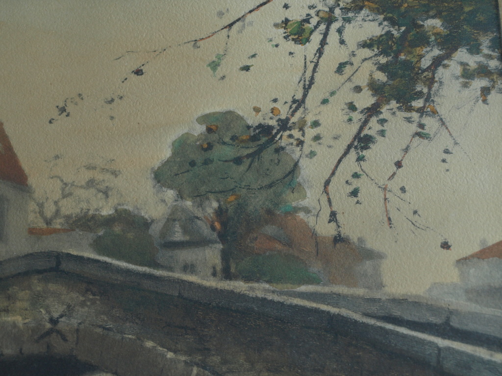 Willem Alexander Knip – Litho, Peerdenbrug in Brugge - ingelijst - ca 1935   kopen? Bied vanaf 1!