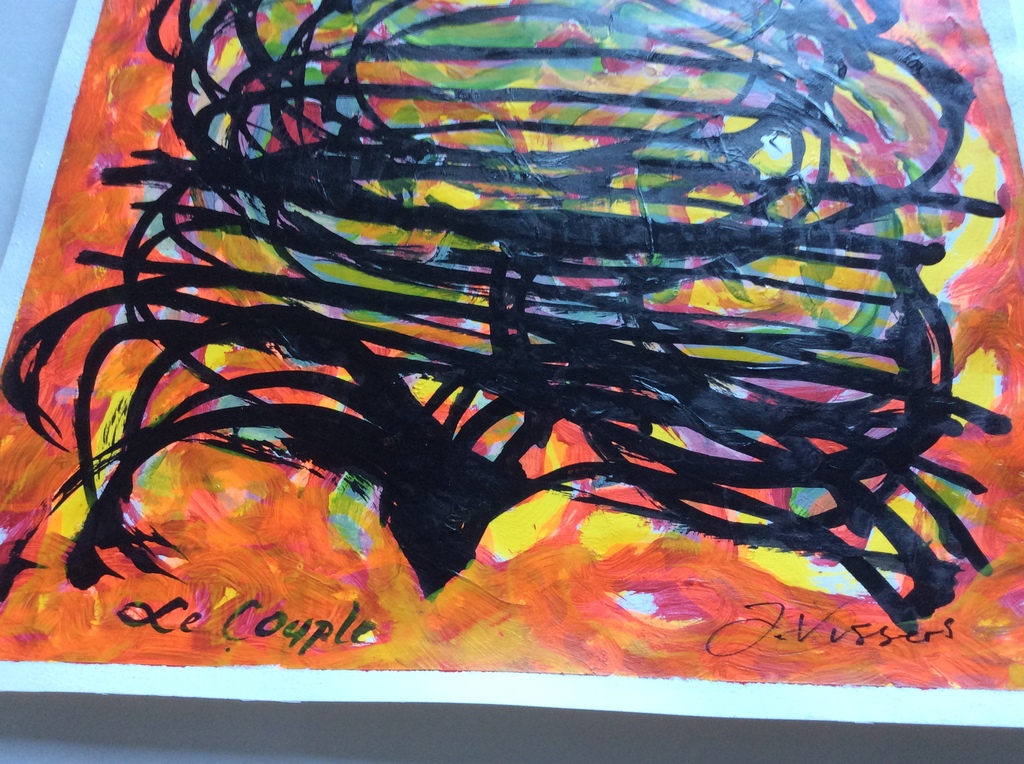Jack Vissers - Le Couple - inkt en acryl op papier kopen? Bied vanaf 1!