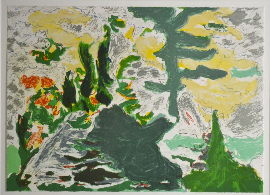 Jan Commandeur: Litho. Boslandschap verkocht voor € 60!