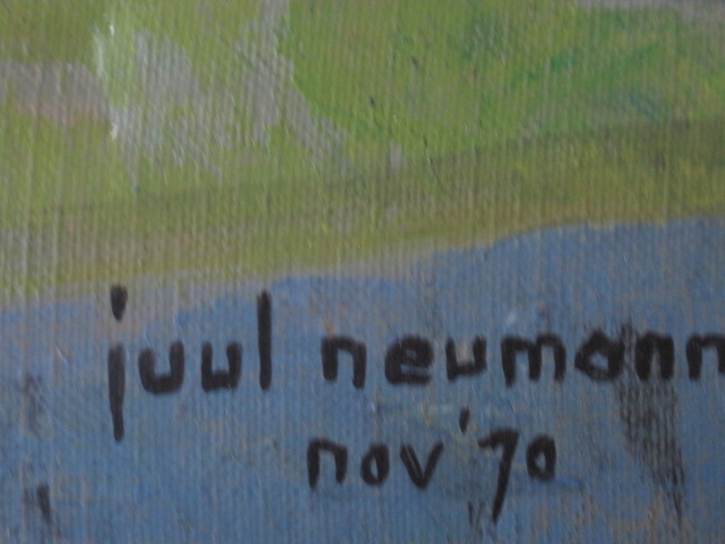 Juul Neumann 1919-1997 Amsterdams Kubist "landschap" acrylverf 1970 ges. kopen? Bied vanaf 1!