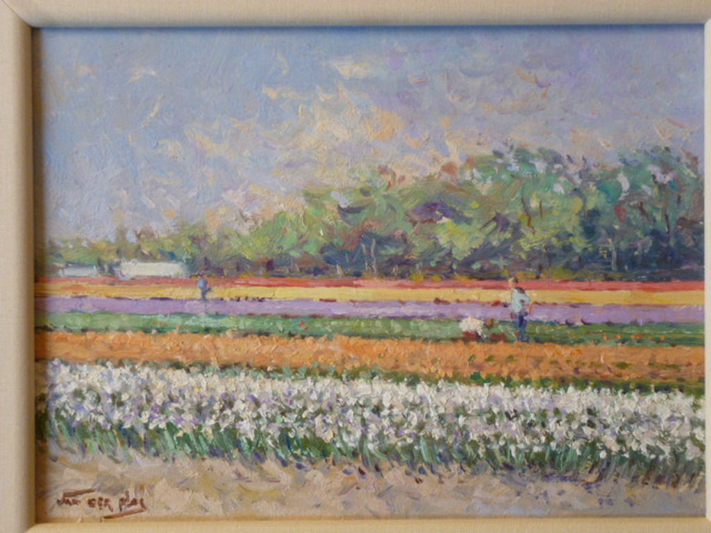 Niek van der Plas - olieverf - Bollenvelden verkocht voor € 325!
