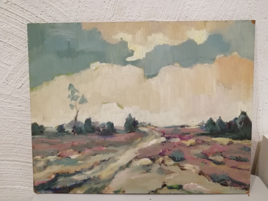 onbekend kunstenaar - olieverf op paneel - zomers heidezicht kopen? Bied vanaf 5!