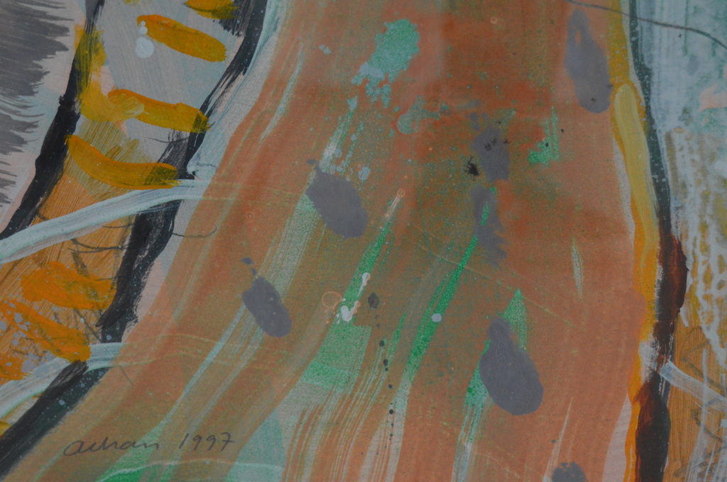 Arhan Gunermengi: Acryl op papier, Zonder titel -Ingelijst kopen? Bied vanaf 59!