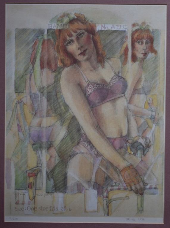 Marlies Vonk ( 1955 ) Litho, dame in nieuw ondergoed kopen? Bied vanaf 1!