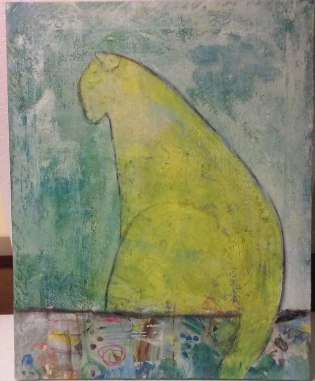  Gele poes acryl op doek  kopen? Bied vanaf 55!