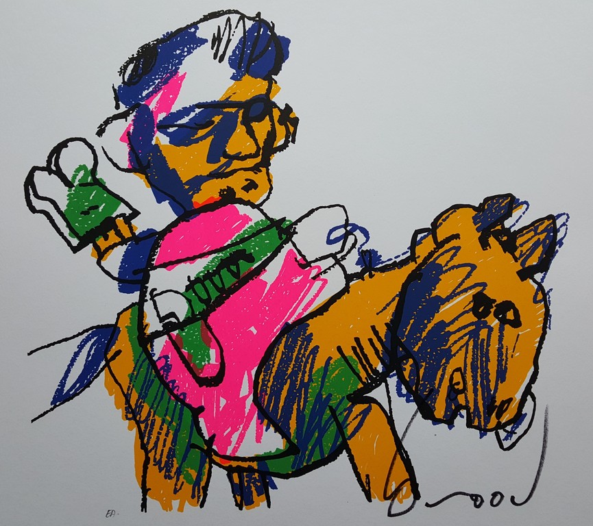 Herman Brood - Man op paard - gesigneerde zeefdruk - oplage E/A kopen? Bied vanaf 1!