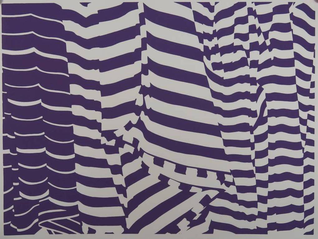 Har Sanders: Zeefdruk, Abstracte compositie in paars verkocht voor € 35!