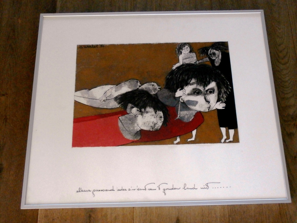 Ans Wortel - gemengde techniek: Elkaar passerend ieder .... - 1980 kopen? Bied vanaf 375!