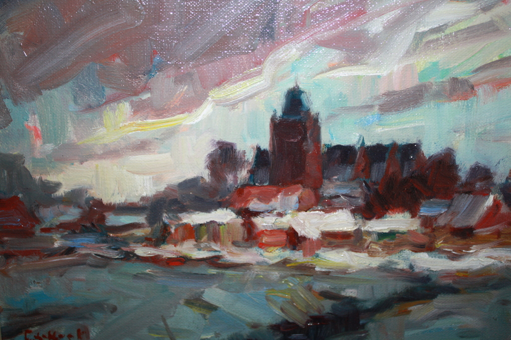 WINTER LANDSCHAP bij GILZE  - NEO IMPRESSIONISME kopen? Bied vanaf 50!