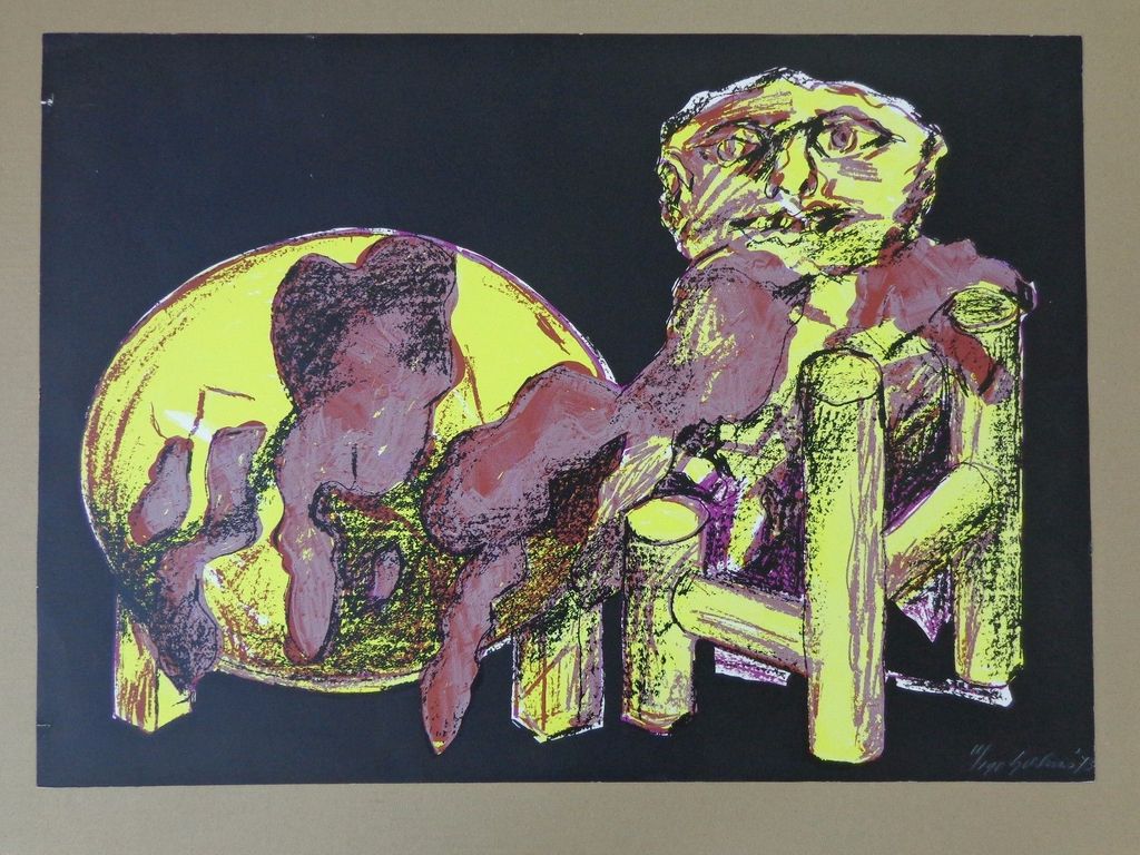JAN SIERHUIS / FIGURATIE / KLEURLITHO / 55x77cm / SIG kopen? Bied vanaf 50!