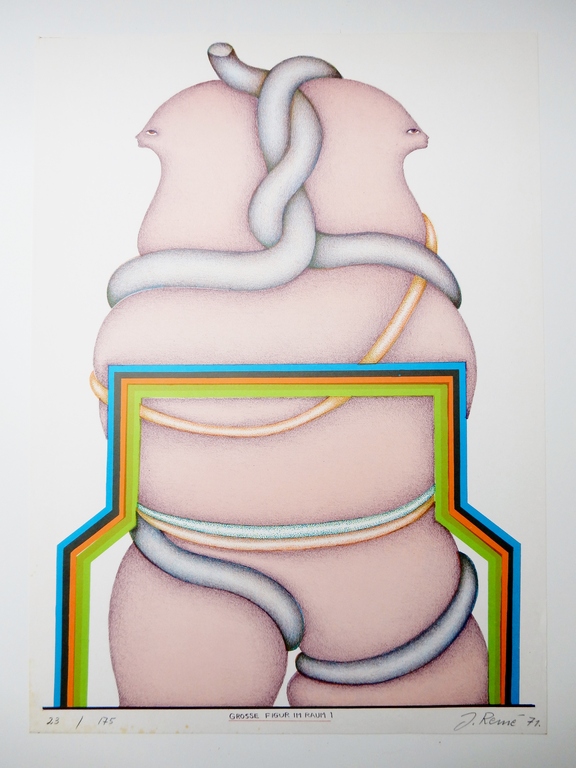 Jörg Remé - zeefdruk uit 1971 - Grosse Figur Im Raum I - gesigneerd kopen? Bied vanaf 1!