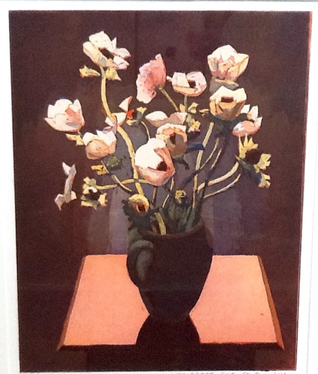 Marcel Schellekens, kleurets, Anemonen in vaas, ingelijst kopen? Bied vanaf 225!