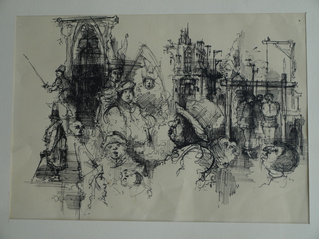 William D. Kuik / Dirkje Kuik : 4 Originele tekeningen ‘Villon’ -ingelijst– 1963 kopen? Bied vanaf 175!