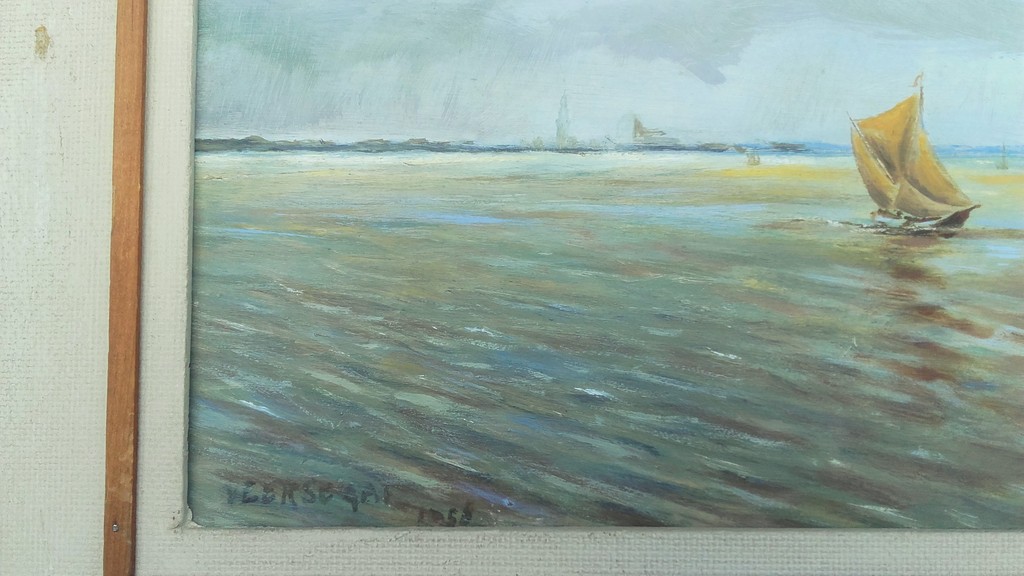 J.W. Goedhart - Veerse Gat 1956 - Olieverf op Board kopen? Bied vanaf 1!