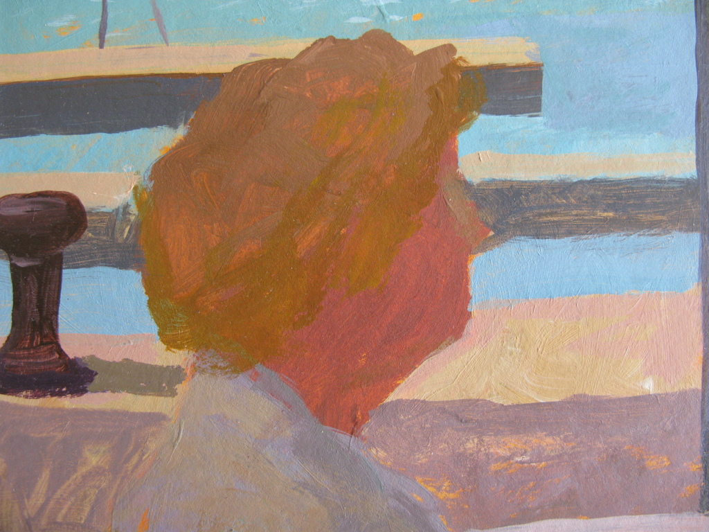 Hendrik Jan Visser - TERRAS AAN HET WATER - acryl op papier kopen? Bied vanaf 1!