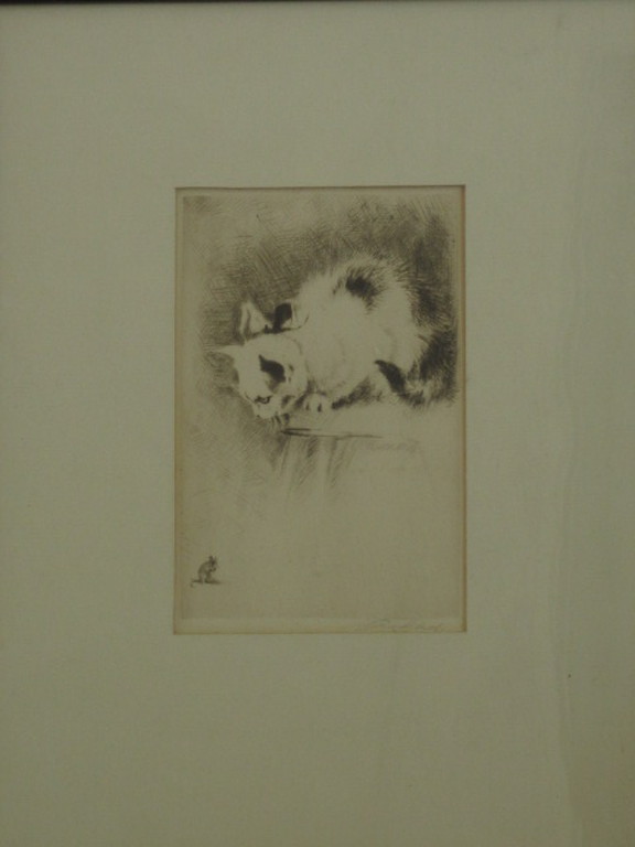 Leuke omstreeks 1930 vervaardigde  ETS "kat en muis spel" onbekende kunstenaar kopen? Bied vanaf 1!