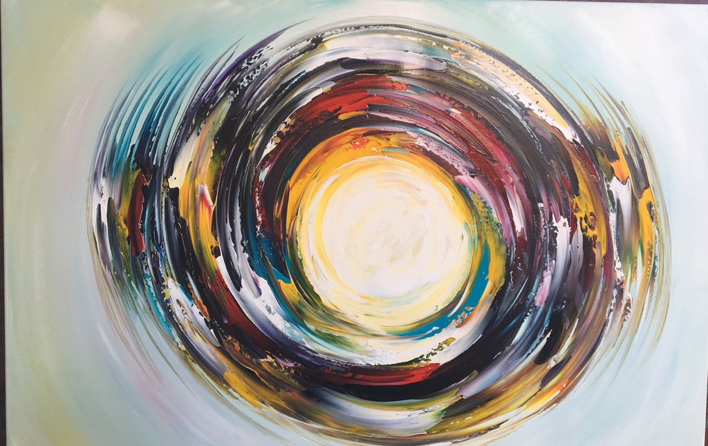Gena - Abstract "Circle of life"-Acrylverf op doek - Gesigneerd verkocht voor € 300!