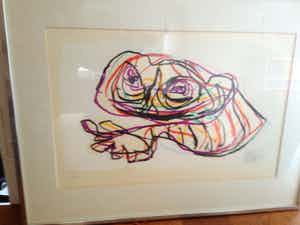 Karel Appel - Karel Appel, litho 'Rustende kikker' 1978 verkocht voor € 450!