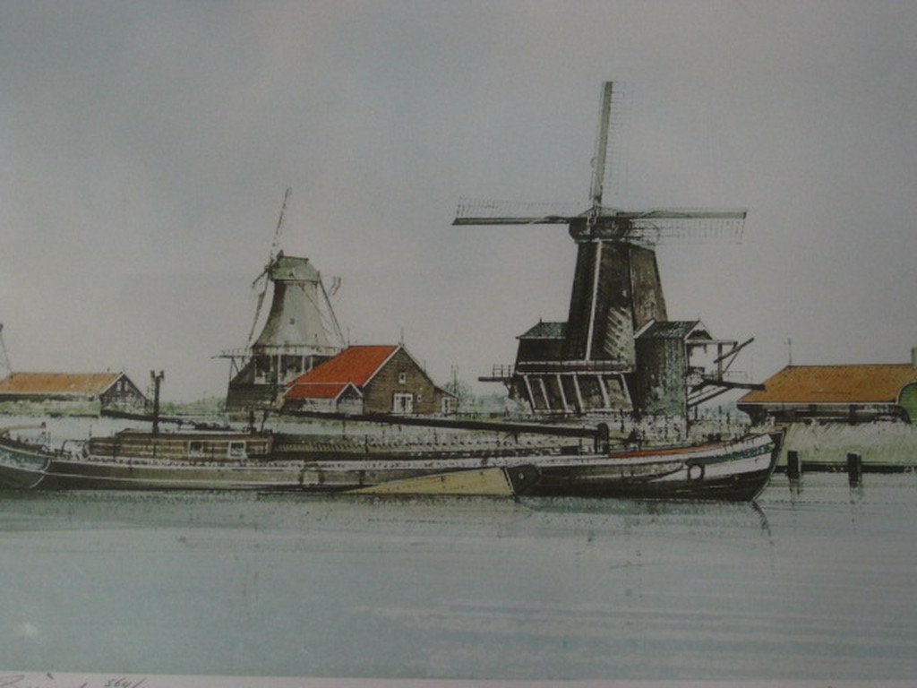 Ciano Siewert (1942-) litho "vrachtschip bij Zaandam" gesigneerd   kopen? Bied vanaf 1!