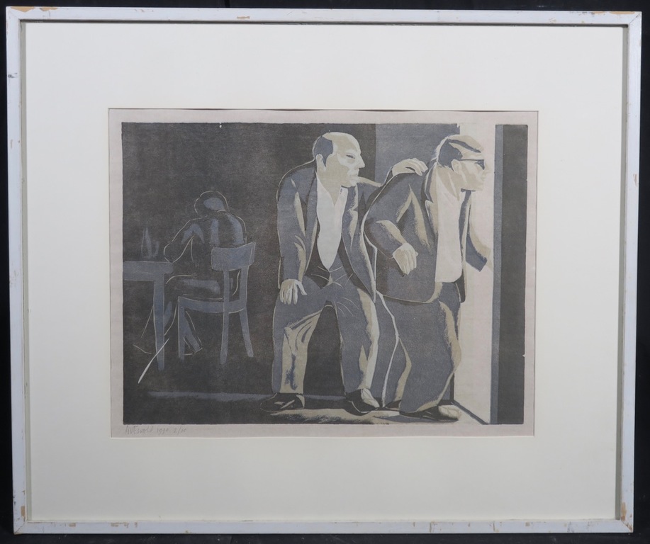 Adriaan van Esveld: Houtsnede op Rijstpapier, Nachtbrakers - Ingelijst kopen? Bied vanaf 20!