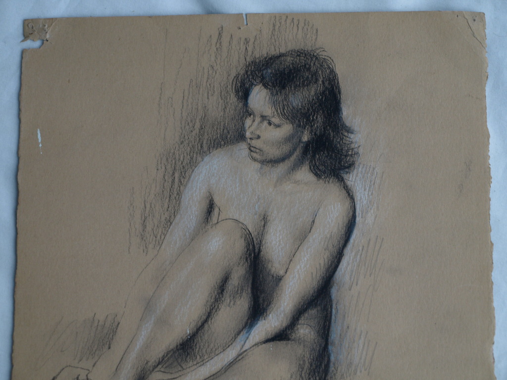 Onduidelijke signatuur : Tekeningen , Naakte vrouw – gesigneerd – ca 1950 kopen? Bied vanaf 1!